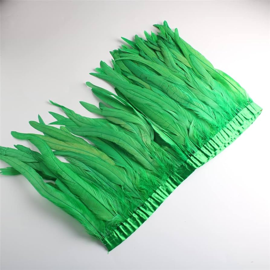 2 Metros Cinta Tira Plumas de Gallo Largas 25-30cm Colores Costura