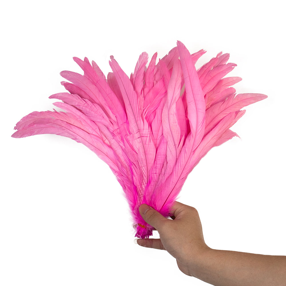 100 Plumas de cola de gallo Premium 25-30cm de colores diversos