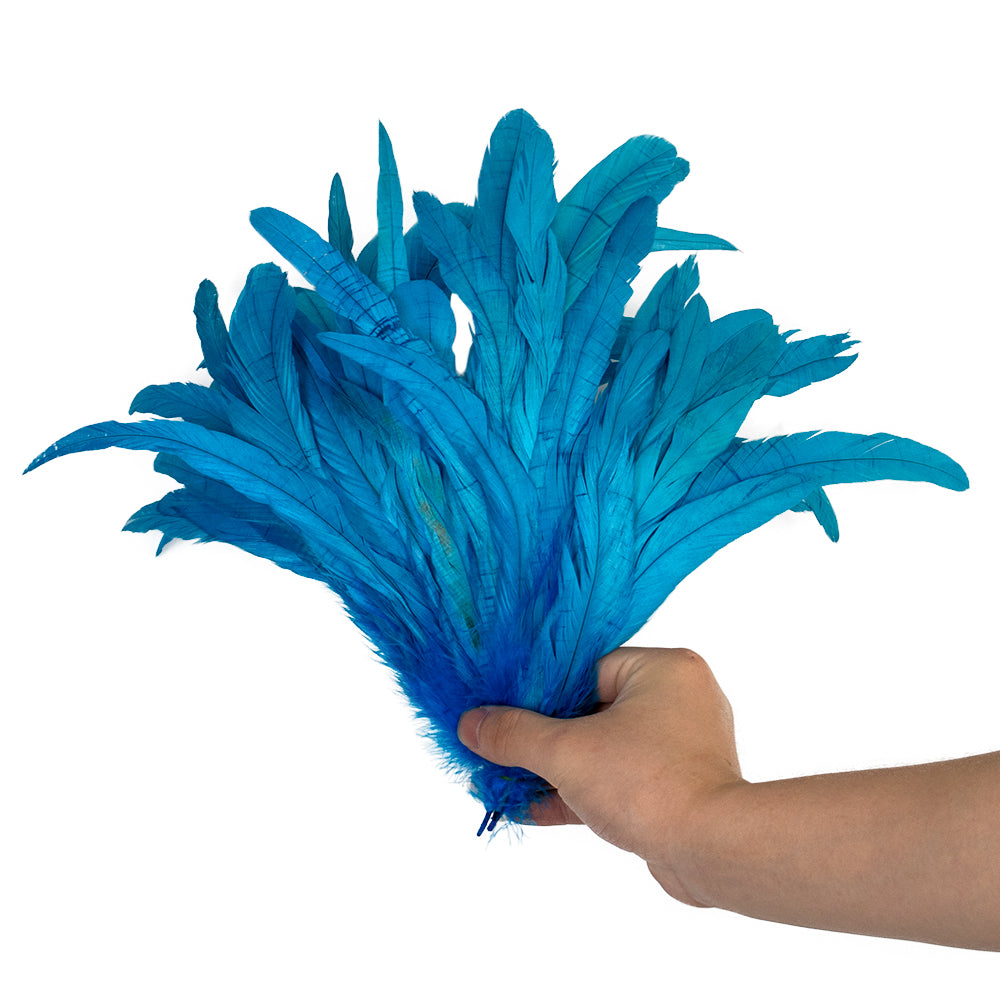 100 Plumas de cola de gallo Premium 25-30cm de colores diversos