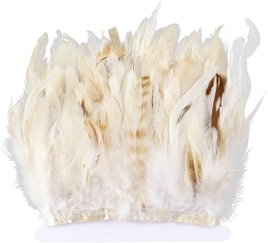 2 Metros Cinta Plumas Gallo Naturales Para Artesanias y manualidades.