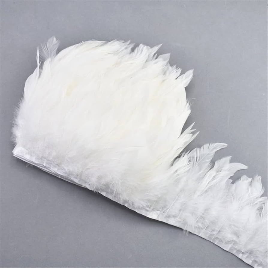 2 Metros Cinta Plumas Gallo Naturales Para Artesanias y manualidades.
