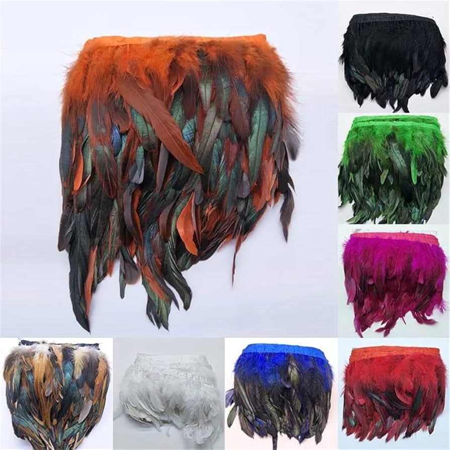 2 Metros Cinta Plumas Gallo Naturales Para Artesanias y manualidades.