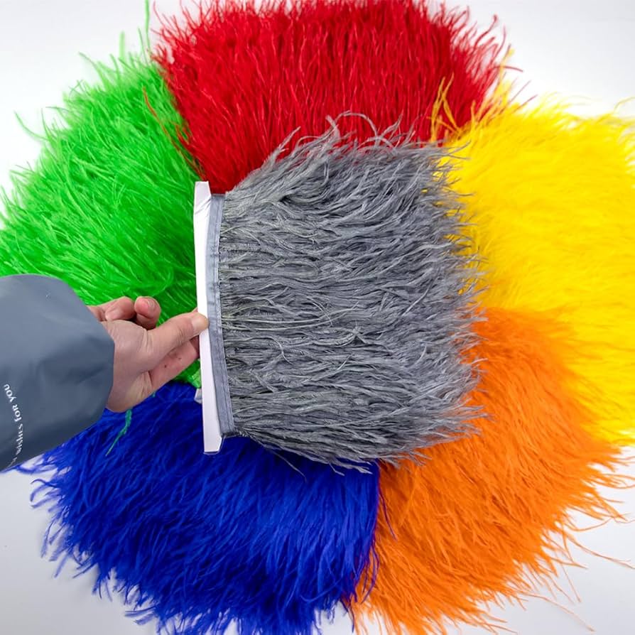 2 Metros Cinta Plumas avestruz Naturales Para Artesanias y manualidades corta.