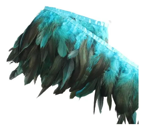 2 Metros Cinta Plumas Gallo Naturales Para Artesanias y manualidades.