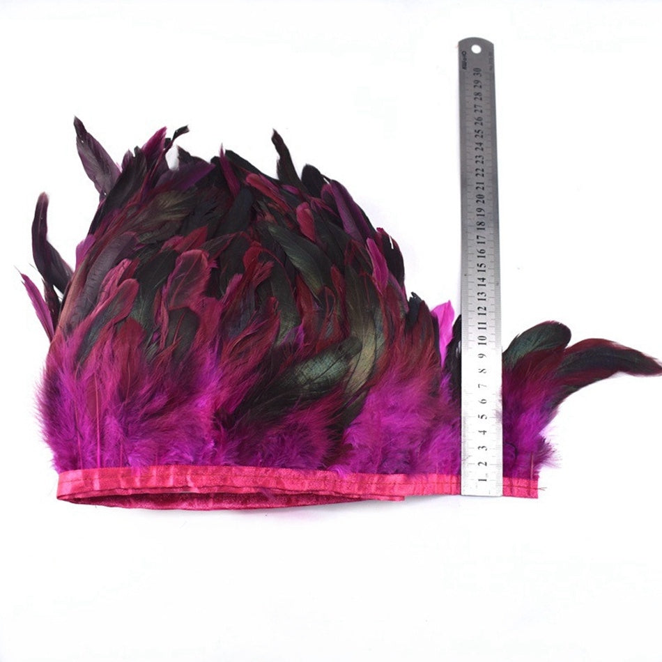 2 Metros Cinta Plumas Gallo Naturales Para Artesanias y manualidades.